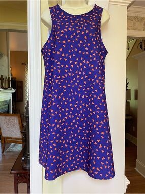 Boutique purple with orange triangle design dress Sz Med